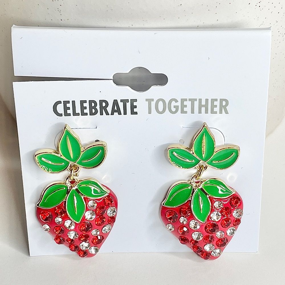 NWT celebrate together oversized strawberry earrings